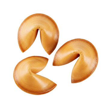 Three fortune cookies isolated on transparent background