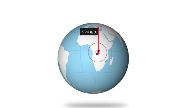 Congo Map Pin Location Animation Global World Map Concept