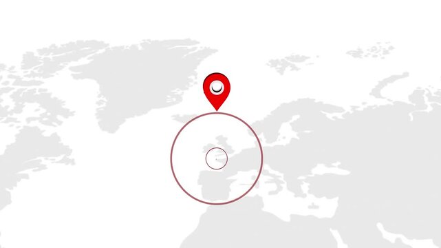 Guernsey Country Location Animation on Digital World Map