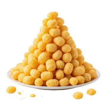Pile of cheese puffs on a white plate