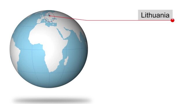 Lithuania Map Pin on World Map Animation