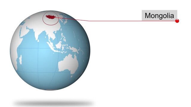 Mongolia Map Pin on World Map Animation