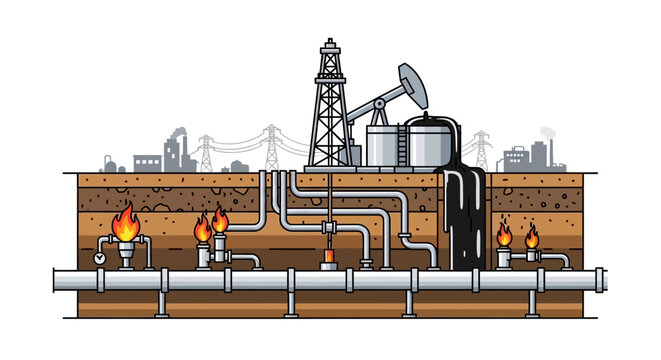 Oil Rig Industrial Extraction Process.