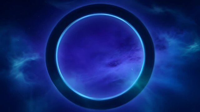 Glowing blue ring circle neon light abstract background dark sky futuristic cosmic glow purple nebula abstract circle blue glow ring dark space background futuristic orb luminous gradient celestial