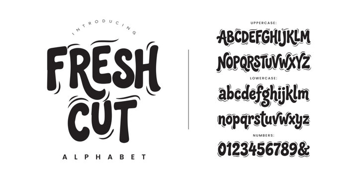 Fresh Cut organic playful display font with dynamic strokes for food packaging and natural eco friendly branding design