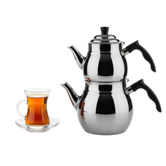 Obraz premium Turkish tea set with glass and teapot