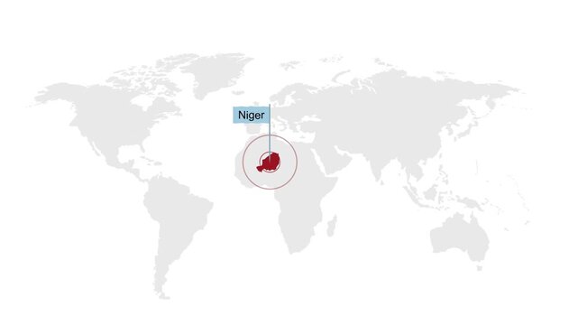 Niger Location Pin on World Map for Travel Concept