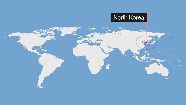 North Geographic Location on Minimal World Map Animation