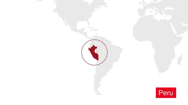 Peru Map Location Pointer Animation on World Map
