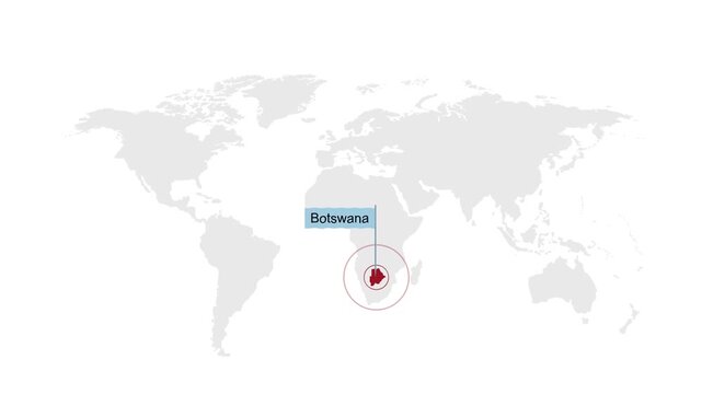 Botswana Map Location Pointer Animation on World Map