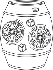 Naklejka premium Death Star barrel line art illustration