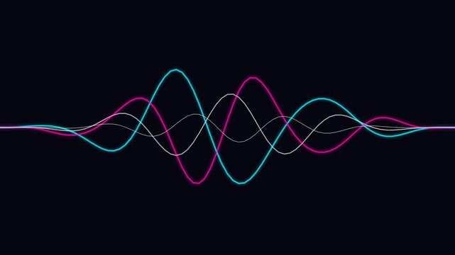 Digital neon waveforms oscillate with fluid symmetry to represent voice assistant responses and frequency modulation for futuristic interface designs.