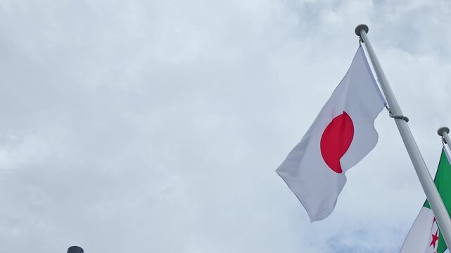 風にはためく日本国旗