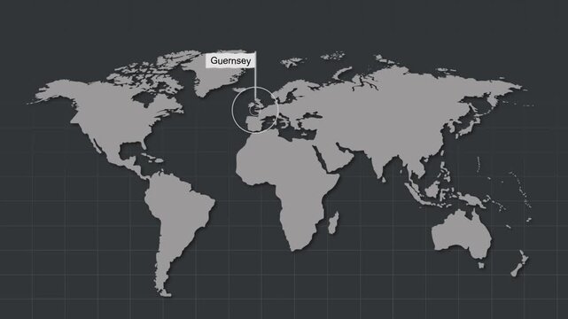 Guernsey Map Highlight Zoom Animation Geography Concept