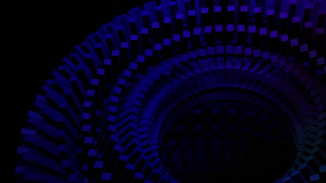 Mesmerizing Dark Blue Purple Geometric Abstract Loop Background: Dynamic Kaleidoscope Wave Motion