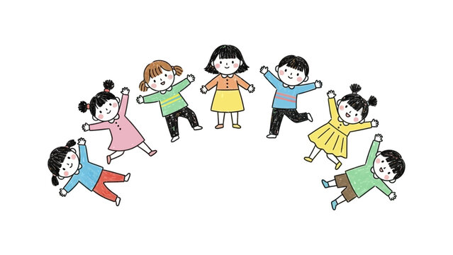 happy diverse group of young children playing joyfully in a circle illustrating friendship innocence and collective childhood fun