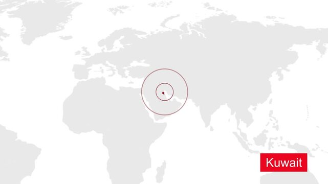 Kuwait Map Location Pointer Animation on World Map