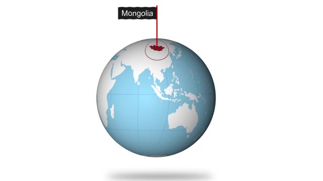 Mongolia Map Pointer with Global Context