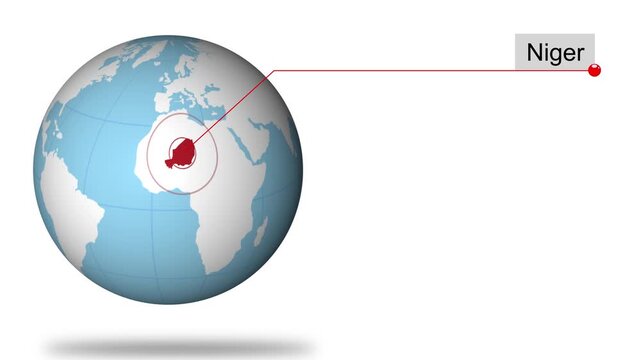 Niger Map Pin on World Map Animation