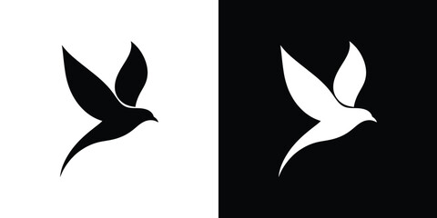 Fototapeta premium Black and white bird silhouettes on contrasting backgrounds 2