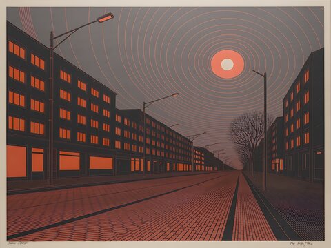 pixel art sunset cityscape with illuminated buildings and bridge