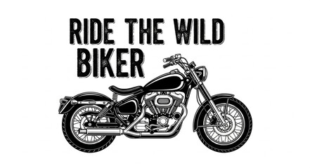 Obraz premium Classic Motorcycle Illustration with Biker Text.
