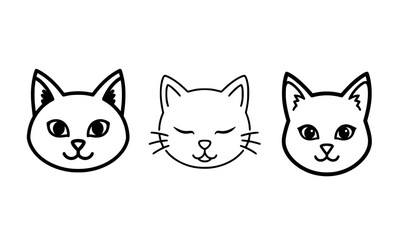 Fototapeta premium Minimal Cat Face Monoline Icon Thin Line Black and White Vector Simple Clean Design