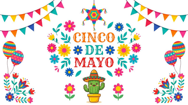 Cinco de Mayo Fiesta Celebration Festive Mexican Holiday Party Design for Marketing and Web Design