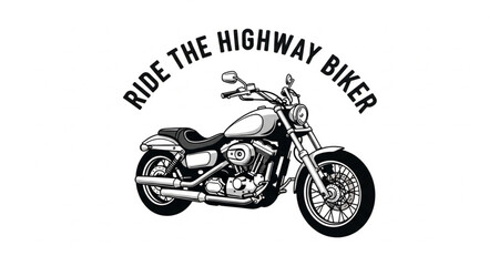 Obraz premium Classic Motorcycle with Ride the Highway Biker Text.