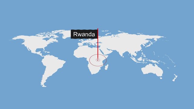 Rwanda Geographic Location on Minimal World Map Animation
