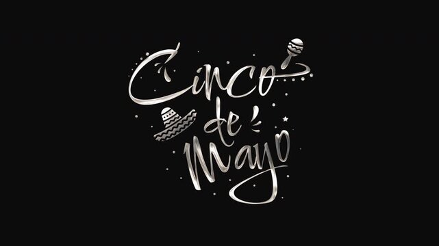 Cinco de mayo celebration with sombrero and maraca Text Animation. Ideal for party invitations, fiesta decorations, and festive marketing materials.
