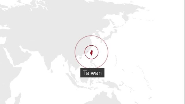 Taiwan Location on Dark Theme World Map Animation