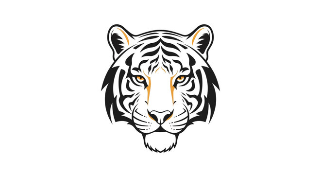 Graphic illustration of a tiger head on a white background vector design