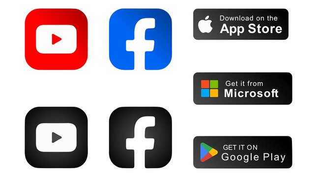 Social media icon set, social network logos, facebook, instagram, Colorful square social media icons set. Includes isolated vector logos of Facebook, Instagram, YouTube, LinkedIn, X, and TikTok