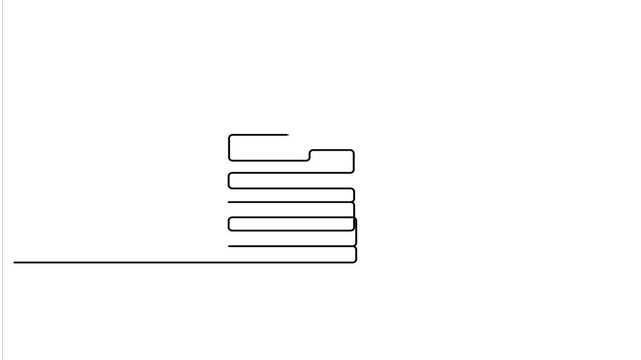 Animated self drawing Continuous one line drawing of Minimalist line art books, stacked book icons, simple book illustrations, educational symbols