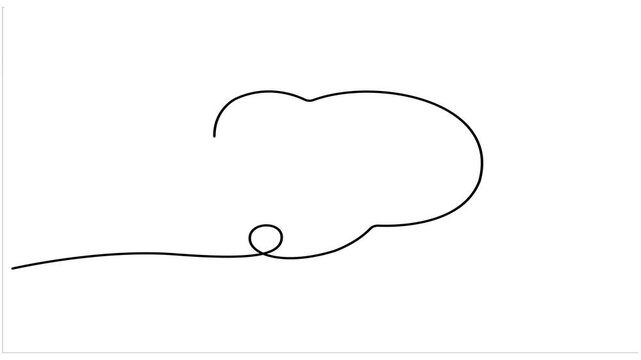 Animated self drawing Continuous one line drawing of Minimalist line art cloud, simple black outline, abstract weather icon, decorative sky element