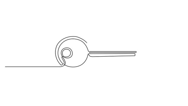 Animated self drawing Continuous one line drawing of Minimalist key icon, simple line drawing, modern design element, black and white illustration