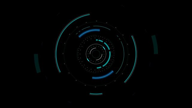 Digital telemetry HUD rings Abstract high-tech navigation dashboard. Cybernetic hologram radar Futuristic scanner display for sci-fi UI screen overlay