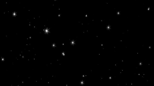 Sparkling Twinkling Stars 4K &ndash; Starfield Background with Glowing Twinkle Effect Overlay Animation. Bright Shining Stars Animation on Black Background. Realistic Twinkling Stars Night Sky.