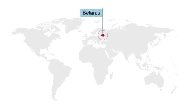 Belarus Map Location Pointer Animation on World Map