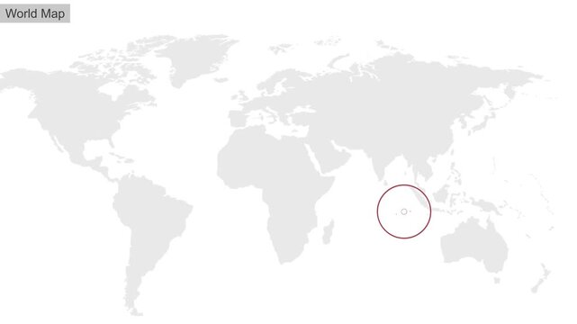 Cocos Country Location Animation on Digital World Map