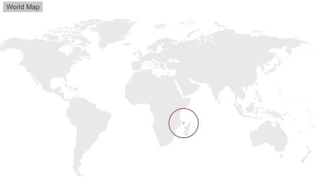 Comoros Country Location Animation on Digital World Map