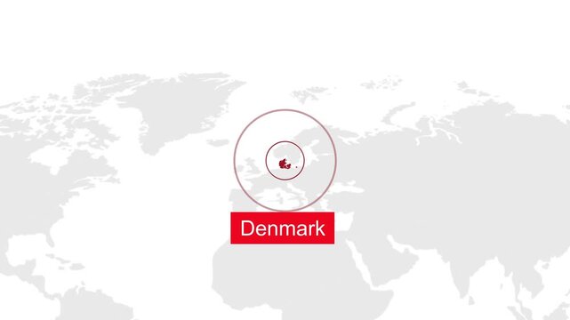 Denmark Location on World Map with Pin Marker Illustration