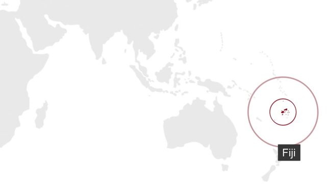 Fiji City Location on World Map Animation Concept
