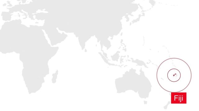 Fiji Location on World Map with Pin Marker Illustration