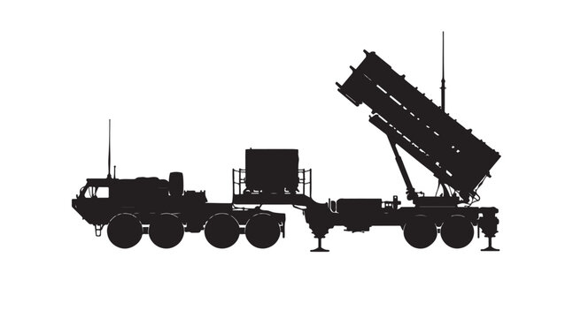MIM-104 Patriot Missile Launcher Silhouette Vector Military Air Defense System Illustration