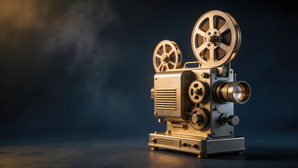 Fototapeta premium Vintage film projector on dark background