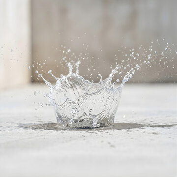 A fresh water splash in a clear glass creates a cold blue liquid wave with transparent drops and bubbles for a clean beverage motion isolated on white