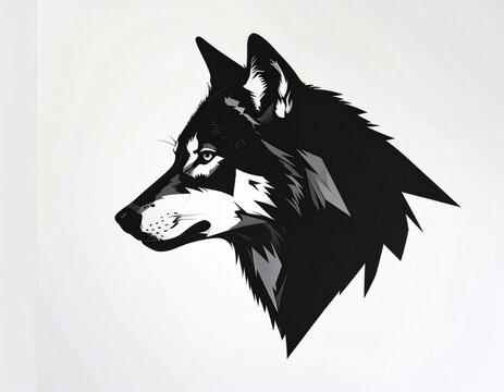 Stylized wolf head in sharp angular lines on white background