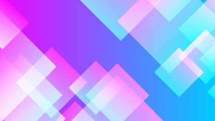 Obraz premium Futuristic and glowing background with pink and cyan translucent rhombus shapes on a blue base